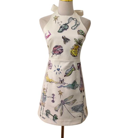 Alemais + Anouk Colantoni Court organic cotton-twill halterneck mini dress US 8 - Picture 7 of 12